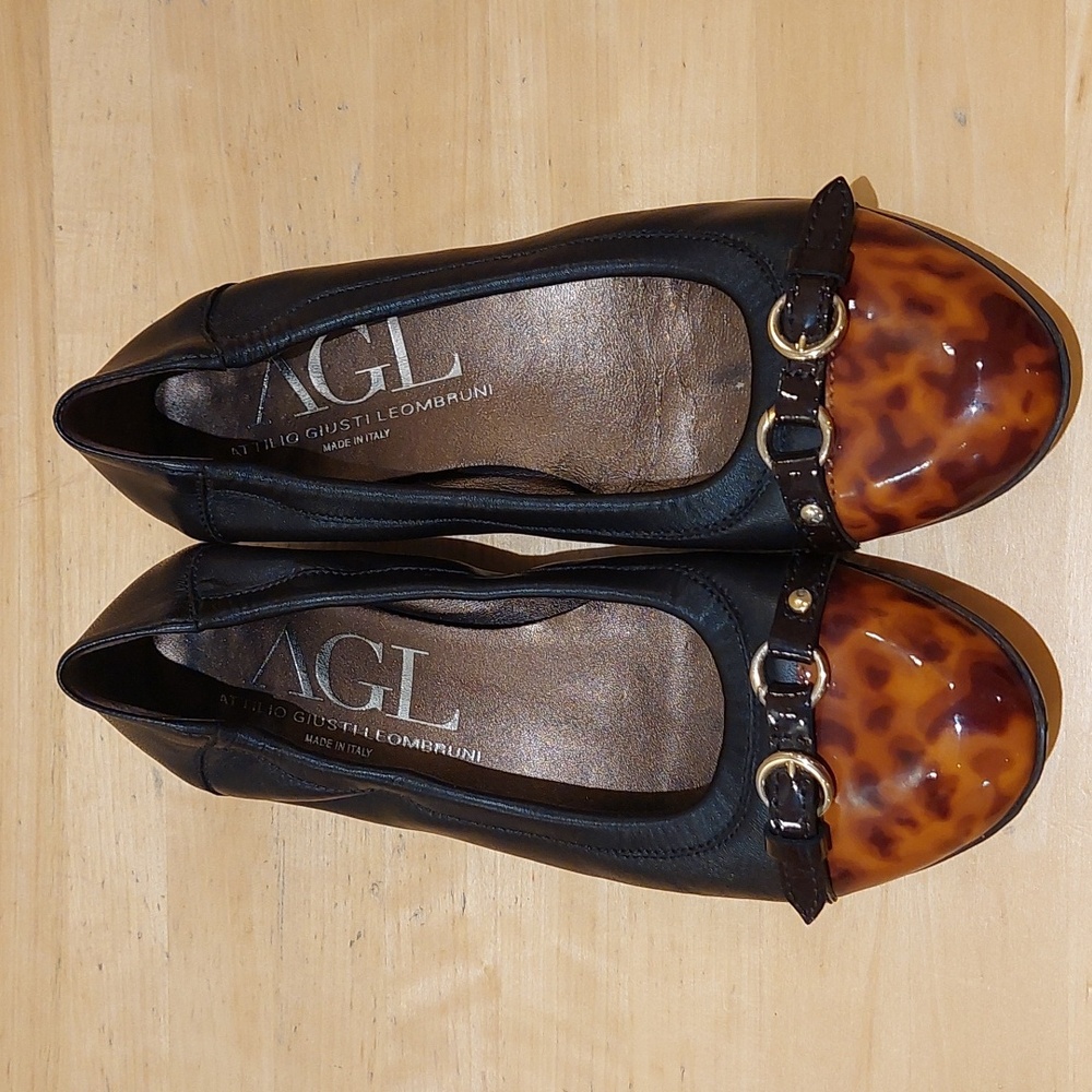 AGL Brown Leather Flats